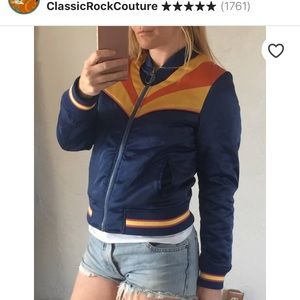 Classic Rock Couture Navy Rising Sun Bomber Jacket